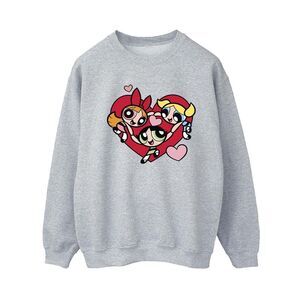 The Powerpuff Girls Womens/Ladies Holding Hands Heart Sweatshirt / Sport Grey